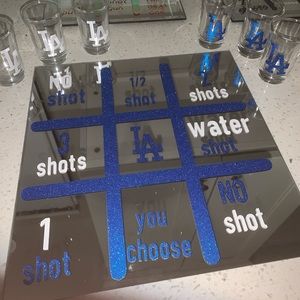 Custom LA blue and white drinking tic tac toe